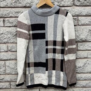 Le Chateau Multicolor Geometric Turtleneck Sweater